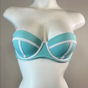 Victoria's Secret The Flirt Bandeau Bikini Top Turquoise and White 34C